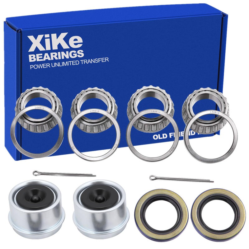 XiKe 1 Set 2000-2200 Lbs Trailer Bearing Kit Fits for 1'' Axles Trailer Wheel Hub, L44643/L44610 and 12192TB Seal OD 1.980'', Dust Cover and Cotter Pin, Rotary Quiet High Speed and Durable. - Image 1